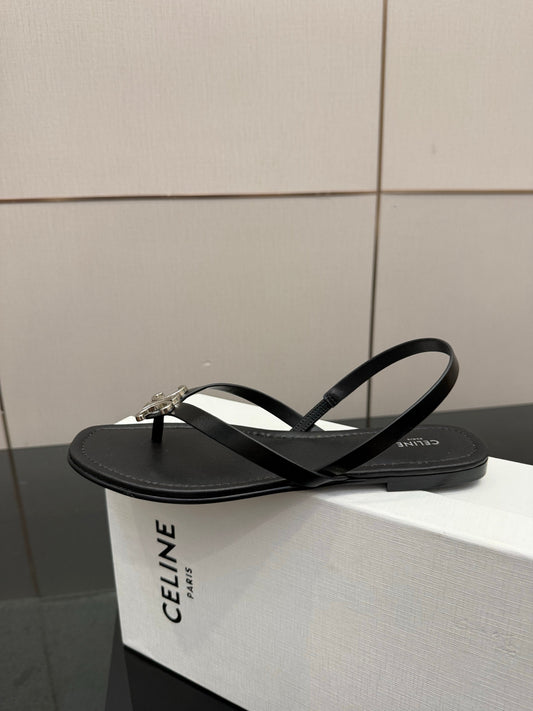Celine Biki Sandal Black Calfskin 725675