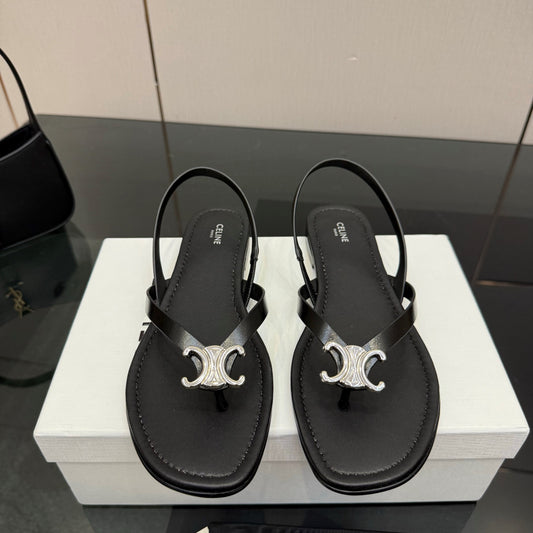 Celine Biki Sandal Black Calfskin 725675