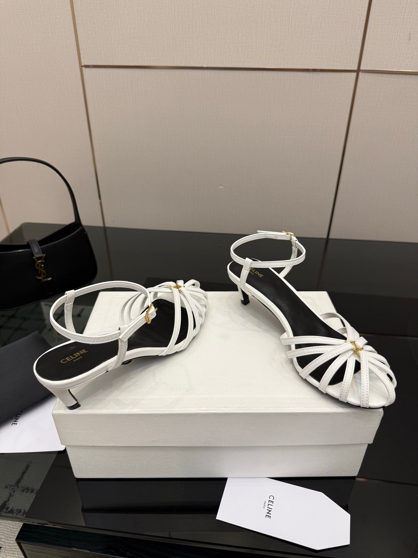 Celine 26s Sandal Triomphe 5cm White Lambskin 894267