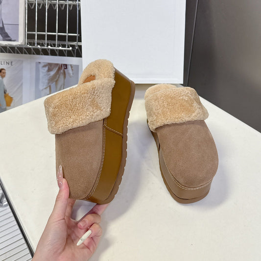 Celine 26s Wedge Mules In Sand Beige Suede And Wool