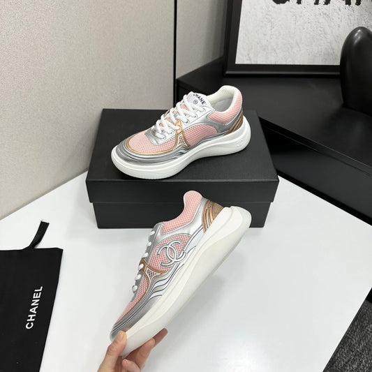 CC 26s Casual Sneakers Light Pink Gray Fabric Cowhide 626379