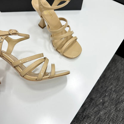 CC 26s High Heel Sandals 80 Beige Patent Leather 626287