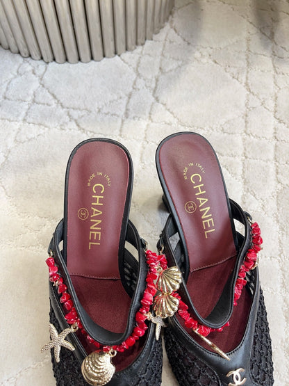 Chanel 2026 Open-toe Mule 75mm Mesh Sheepskin 808075