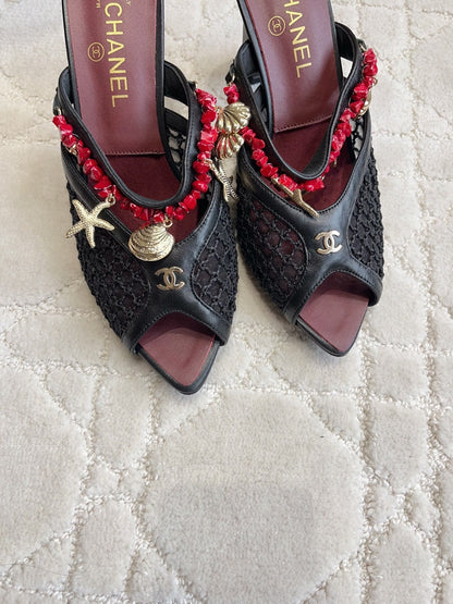 Chanel 2026 Open-toe Mule 75mm Mesh Sheepskin 808075