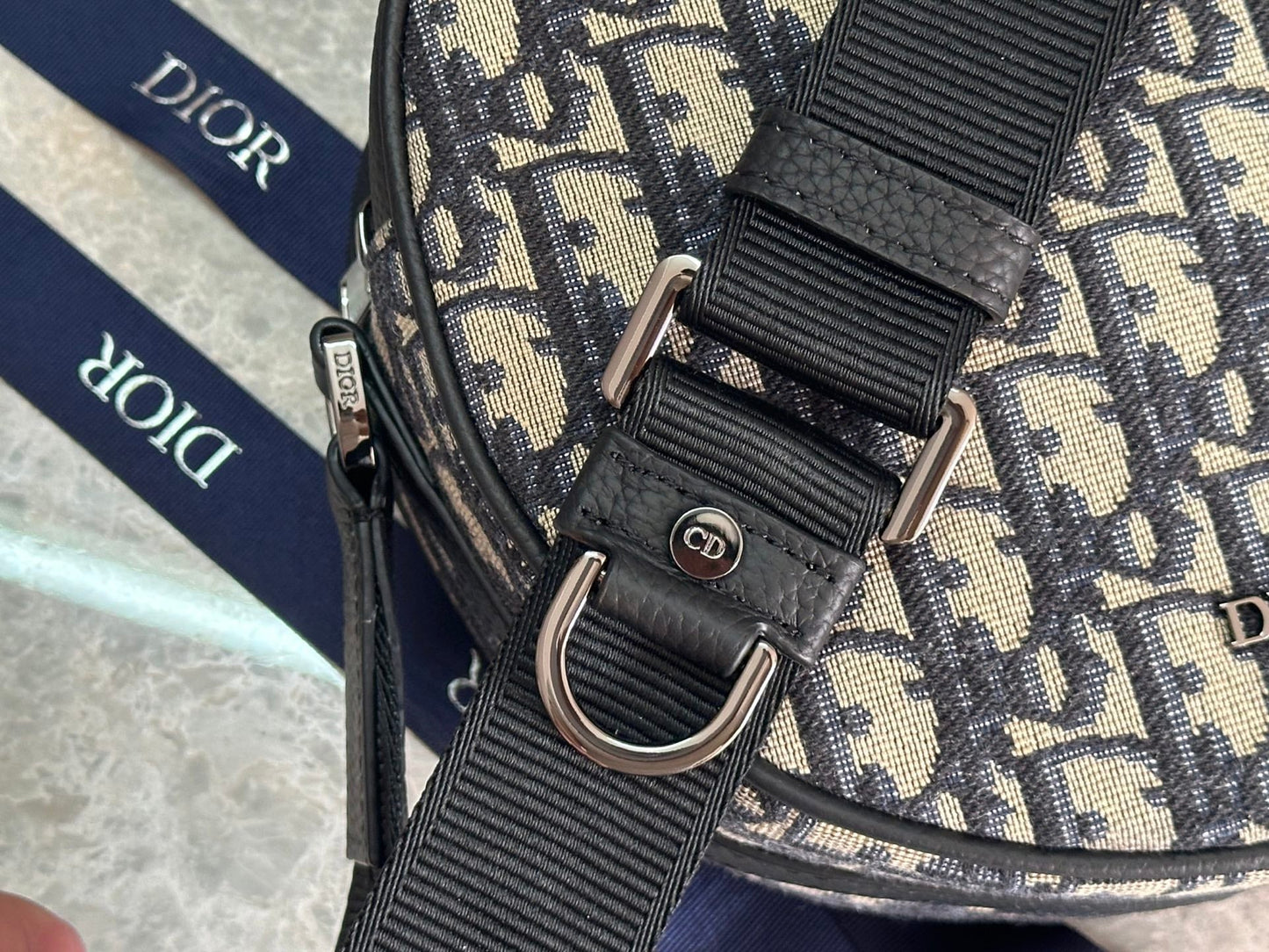 Dior 2026 Baby Ball Bag 20cm Beige Black Fabric Leather