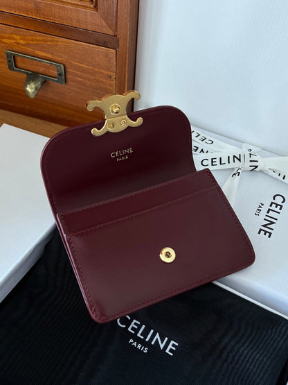 TRIOMPHE 10i583 Flap Card Holder Burgundy Shiny Cafskin