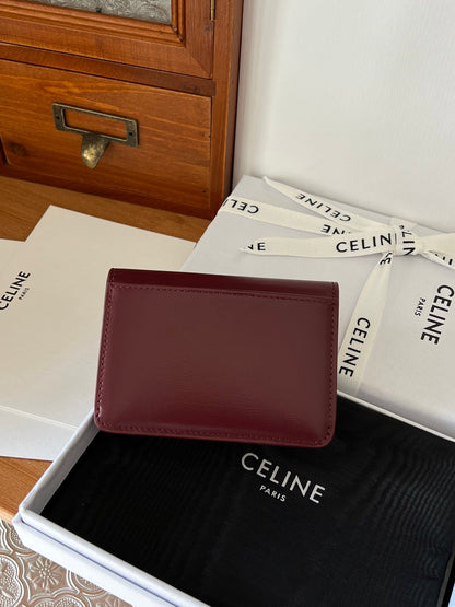TRIOMPHE 10i583 Flap Card Holder Burgundy Shiny Cafskin