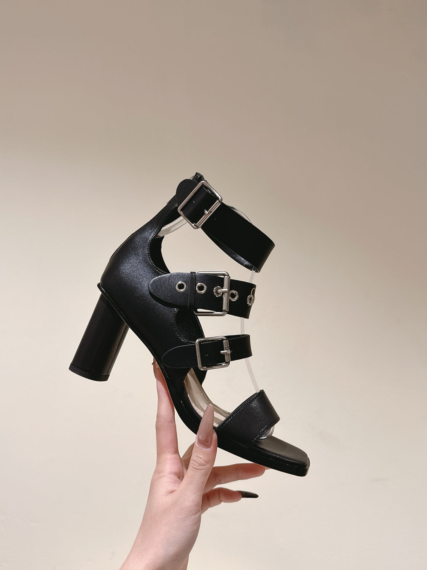 CD 26s High Heel Sandal 65 Black Sheepskin 661537