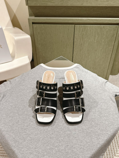 CD 26s High Heel Sandal 65 Black White Lambskin 661542