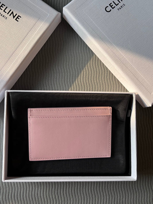 TRIOMPHE 10B703 Card Holder Pink Cowhide Leather