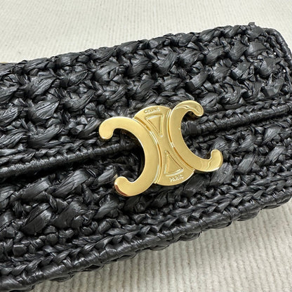 Celin Triomphe 20cm Black Raffia