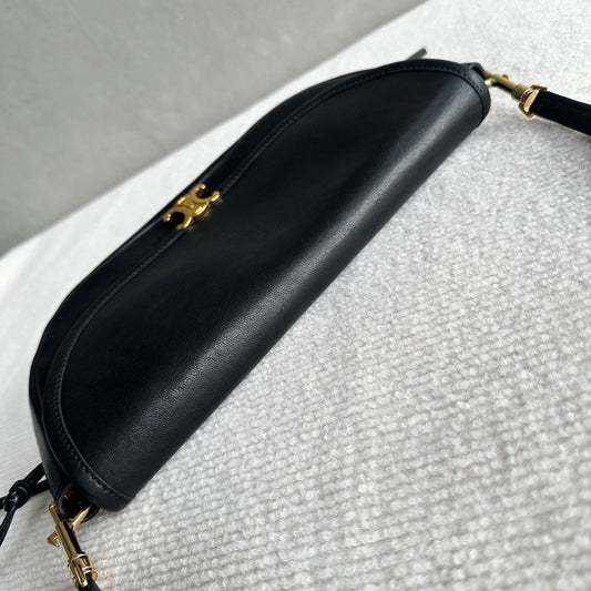 Celine Halfmoon Triomphe Small Bag 25cm Black Lambskin
