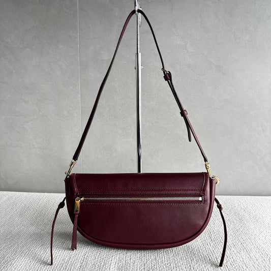 Celine Halfmoon Triomphe Small Bag 25cm Burgundy Lambskin