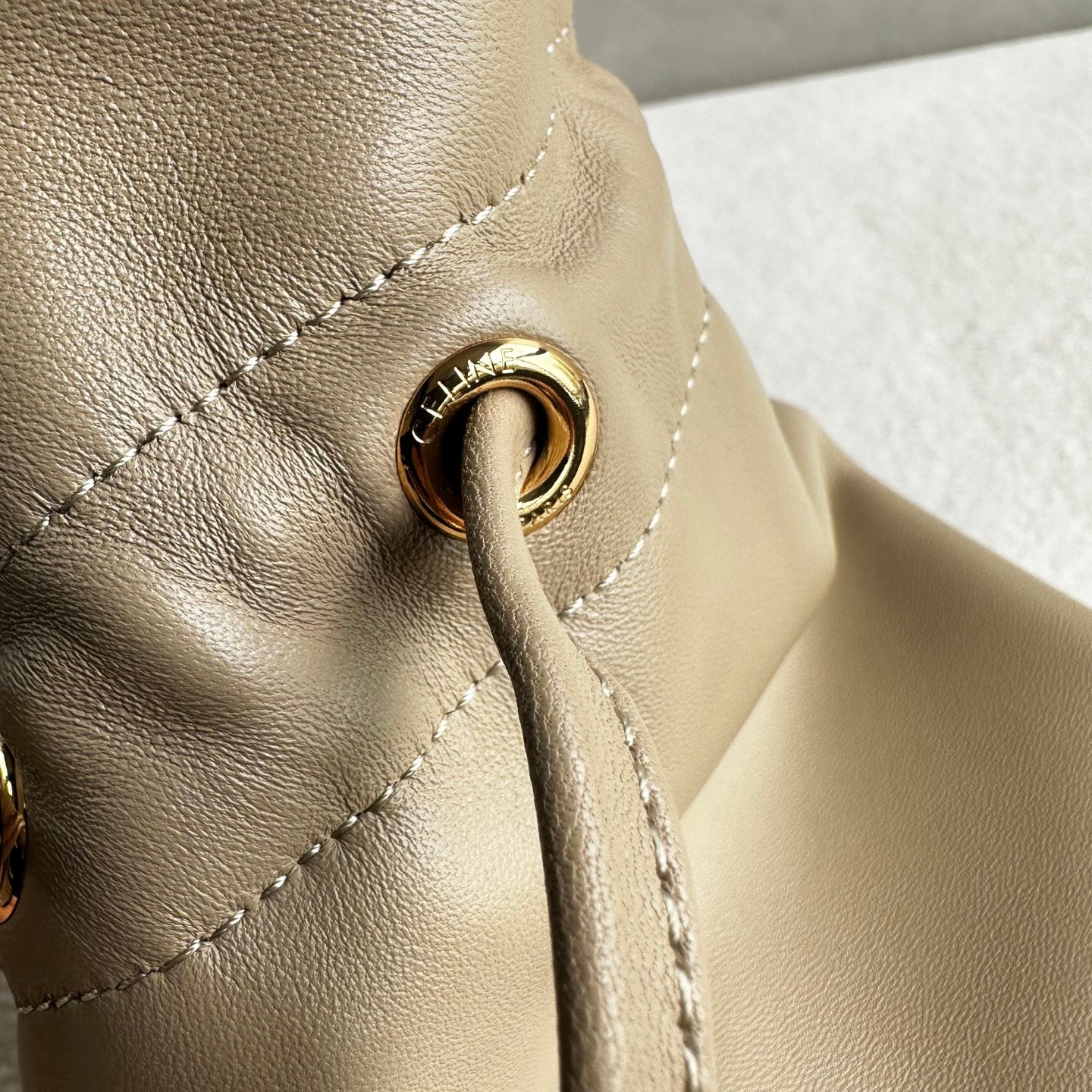 Celine Crystal Pouch Taupe Lambskin