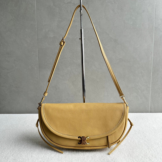 Celine Halfmoon Triomphe Small Bag 25cm Beige Lambskin