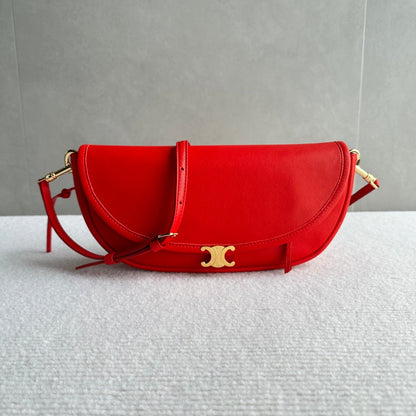 Celine Halfmoon Triomphe Small Bag 25cm Red Lambskin