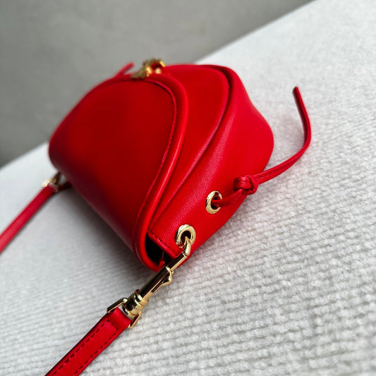 Celine Halfmoon Triomphe Small Bag 25cm Red Lambskin