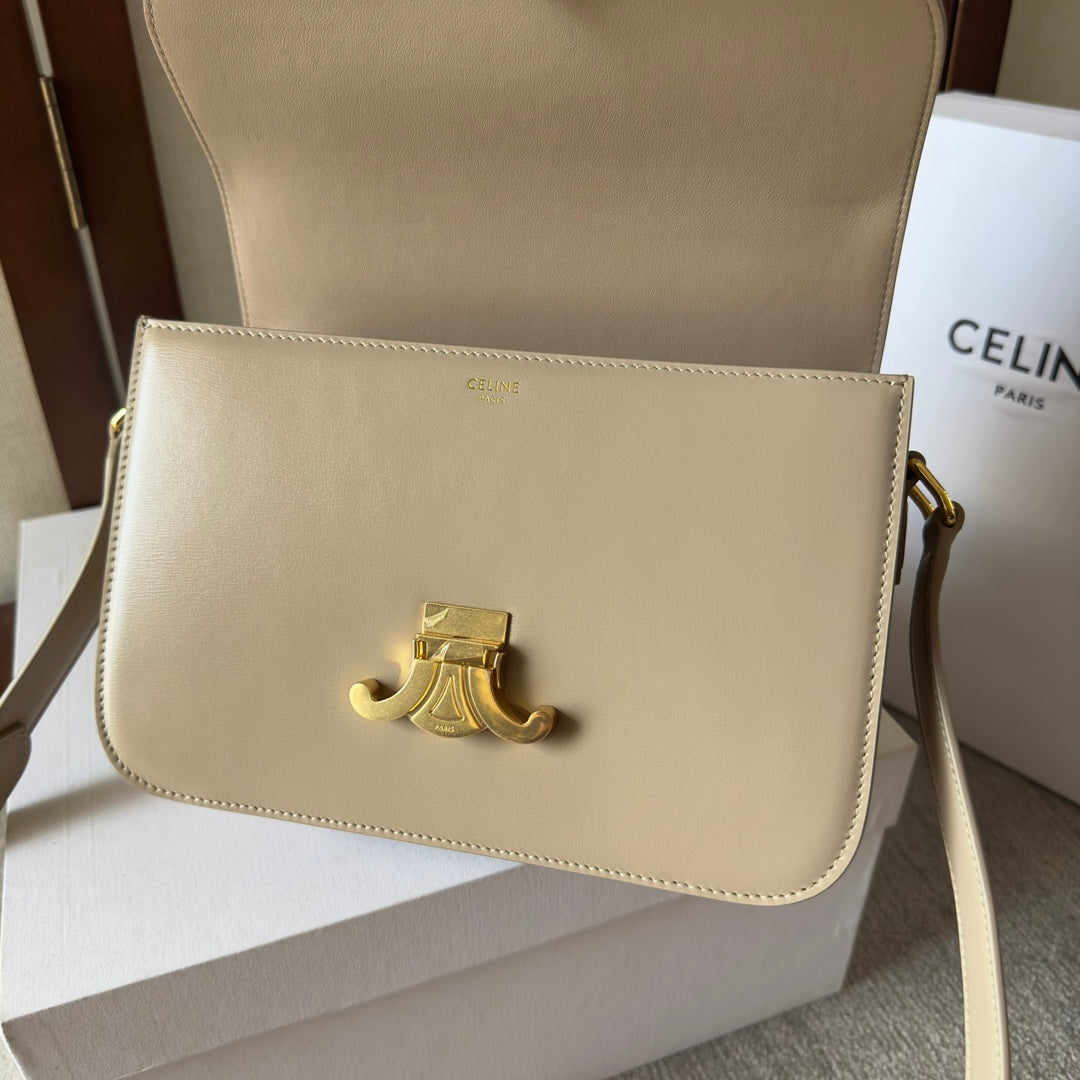 classique triomphe 22 beige calfskin gold hardware