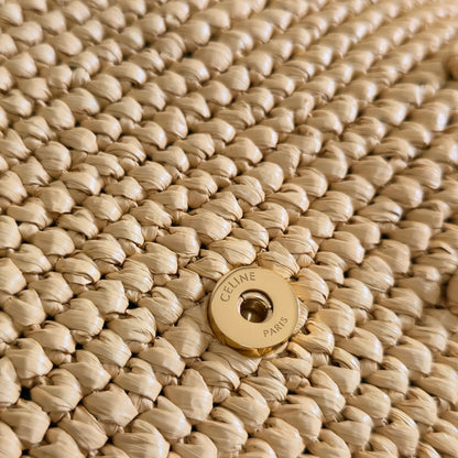 Celine Medium Victoire Bag 25cm Beige Raffia 288855
