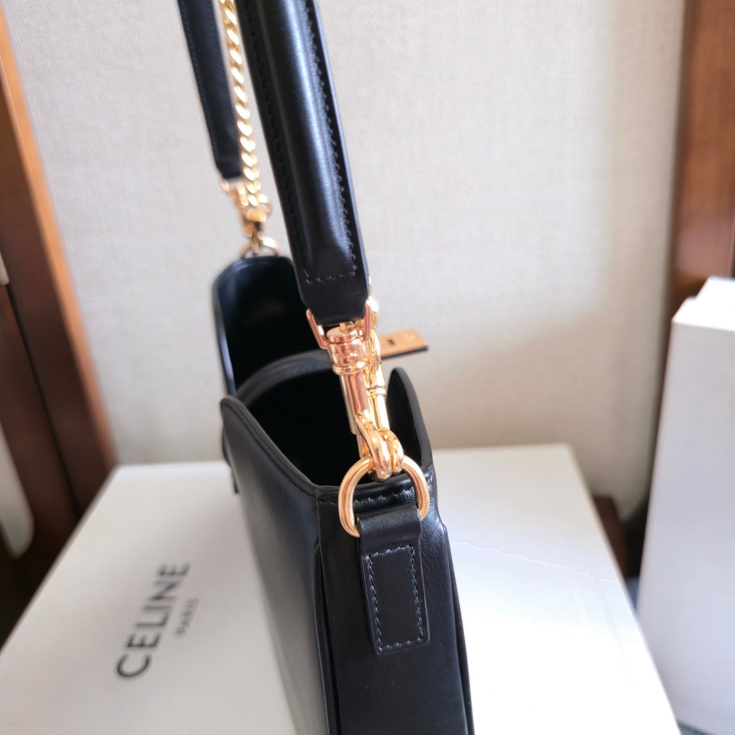Celine Camille 16 Soft Shoulder Bag Smooth Black Calfskin