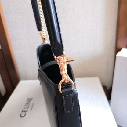 Celine Camille 16 Soft Shoulder Bag Smooth Black Calfskin