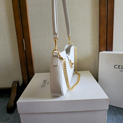 Celine Camille 16 Soft Shoulder Bag Smooth White Calfskin