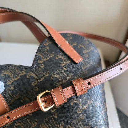 Celine Heart-shaped Mini Bag Brown Black Triomphe Canvas Lambskin