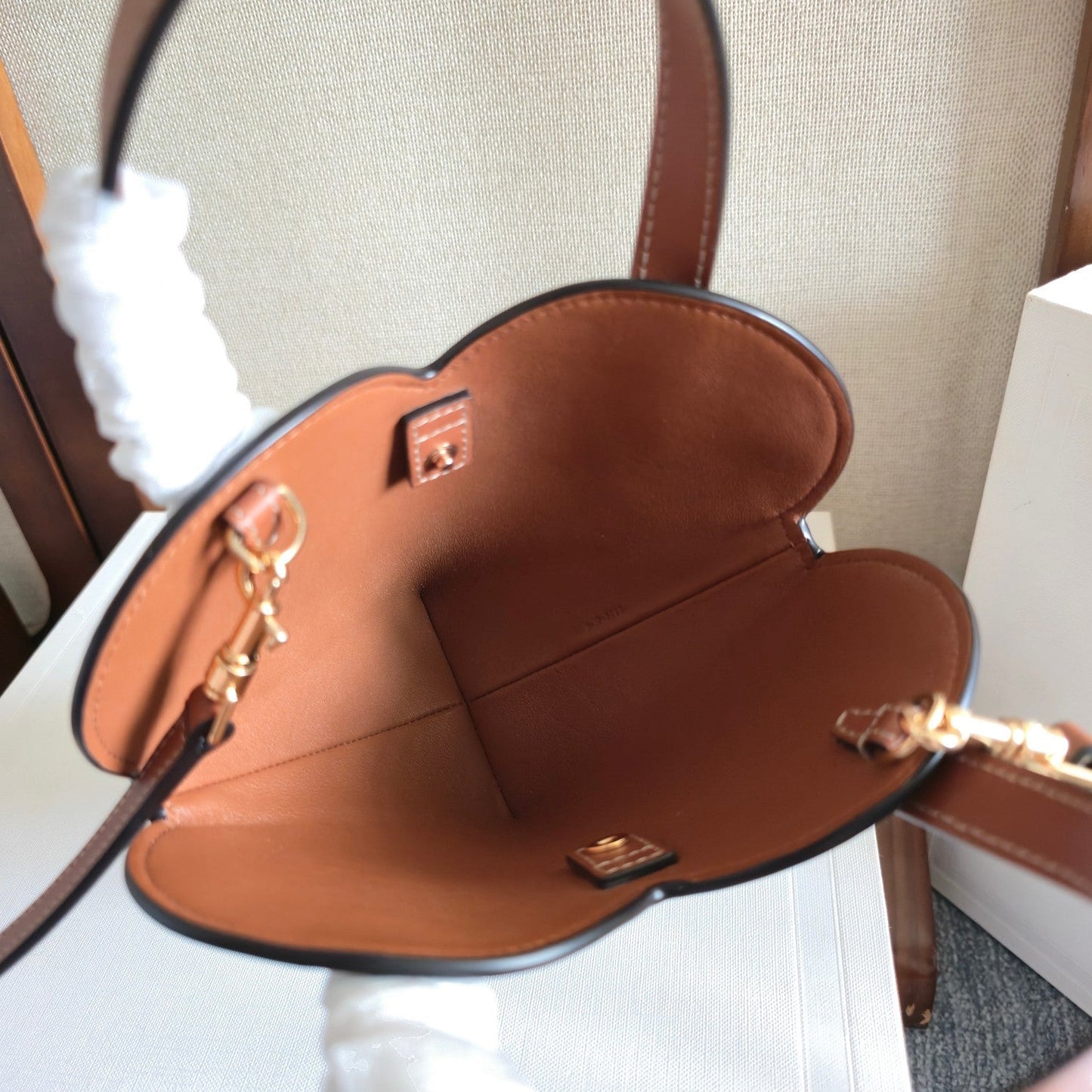 Celine Heart-shaped Mini Bag Brown Black Triomphe Canvas Lambskin