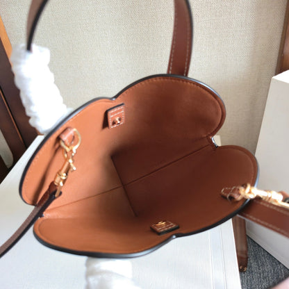 Celine Heart-shaped Mini Bag Brown Black Triomphe Canvas Lambskin