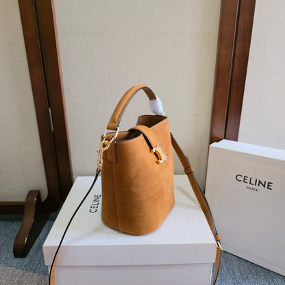 Celine Medium Bucket Louise Bag Camel Suede