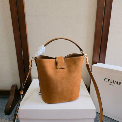 Celine Medium Bucket Louise Bag Camel Suede