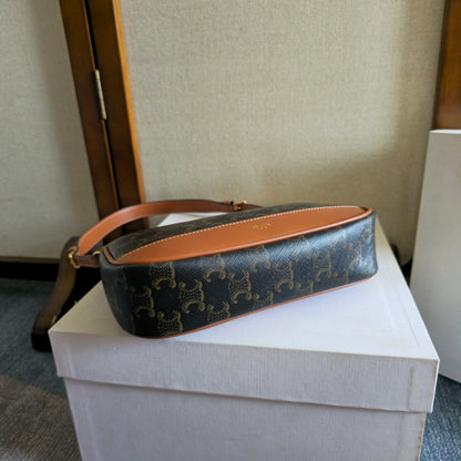 Celine Mini Ava Shoulder Bag Brown Black Triomphe Canvas