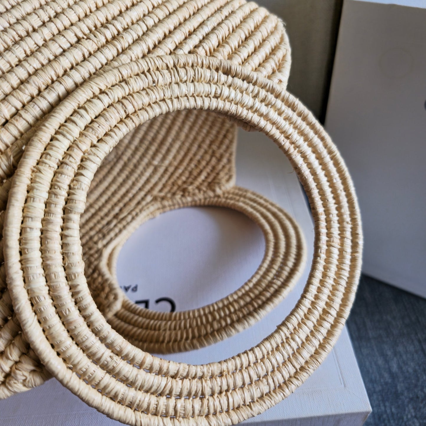 Celine Tote Bag Braided Panier Beige Raffia