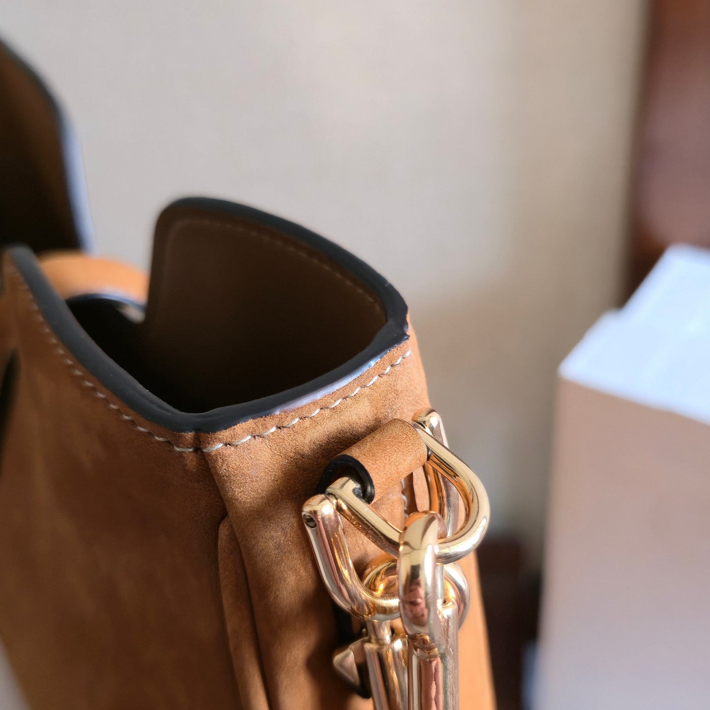 Celine Small Camille 16 Soft Bag Camel Nubuck Leather
