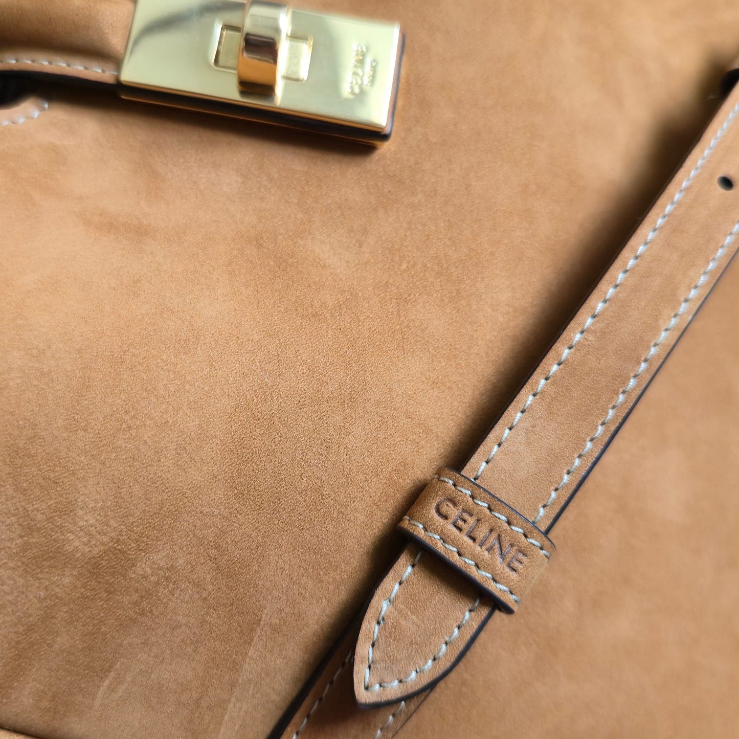 Celine Small Camille 16 Soft Bag Camel Nubuck Leather