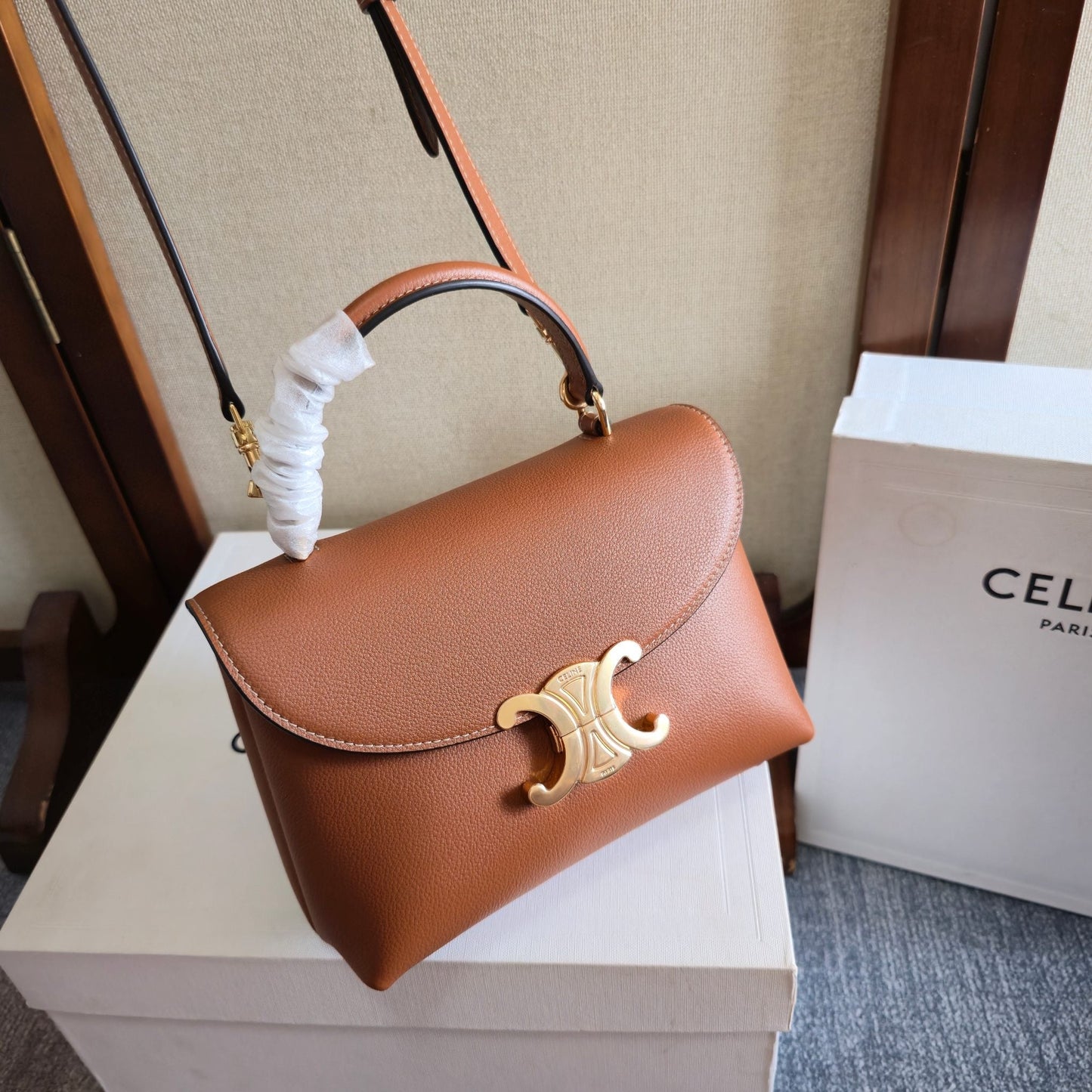 Celine Medium Nino Bag 25.5 Camel Brown Calfskin