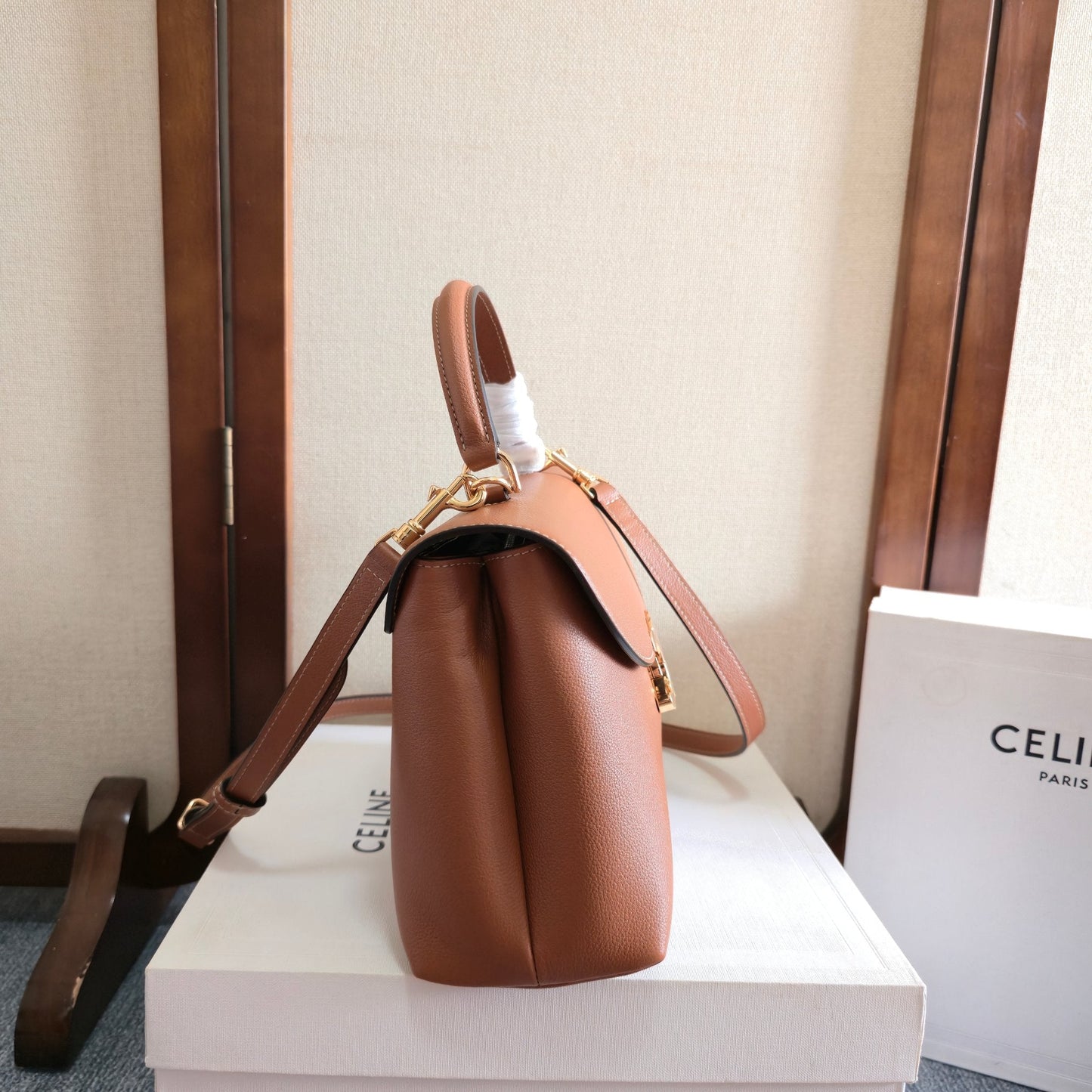 Celine Medium Nino Bag 25.5 Brown Grained Calfskin