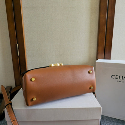Celine Medium Nino Bag 25.5 Brown Grained Calfskin