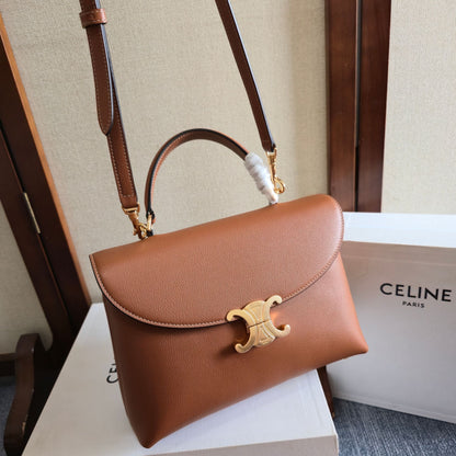 Celine Medium Nino Bag 25.5 Brown Grained Calfskin