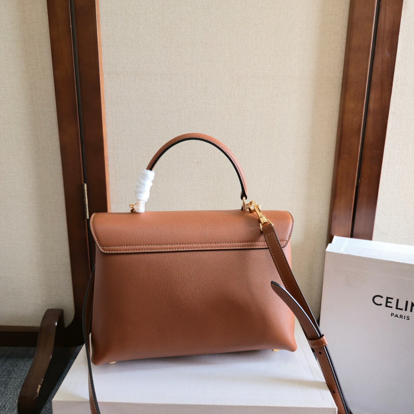 Celine Medium Nino Bag 25.5 Brown Grained Calfskin