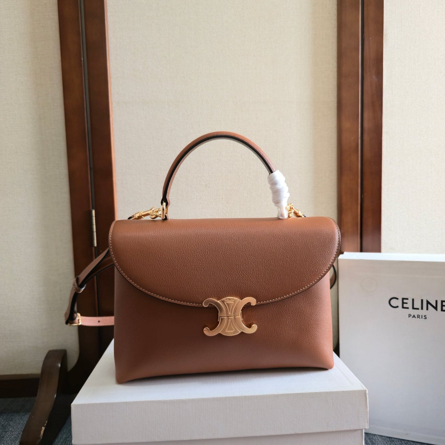 Celine Medium Nino Bag 25.5 Brown Grained Calfskin