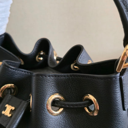 Celine 2025 Teen Clara Bucket Bag 19cm Black Calfskin 276317