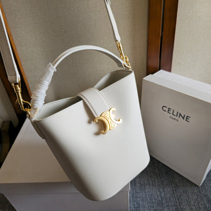 Celine Medium Bucket Louise Bag White Calfskin
