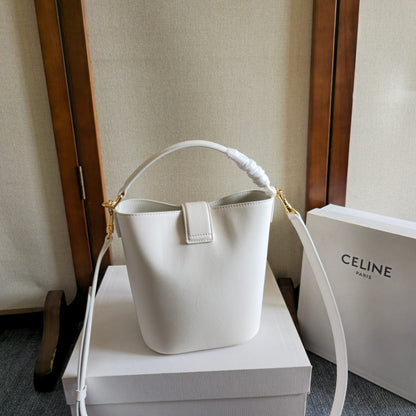 Celine Medium Bucket Louise Bag White Calfskin