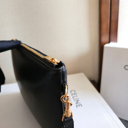 Celine Triomphe Wristlet Clutch Black Leather