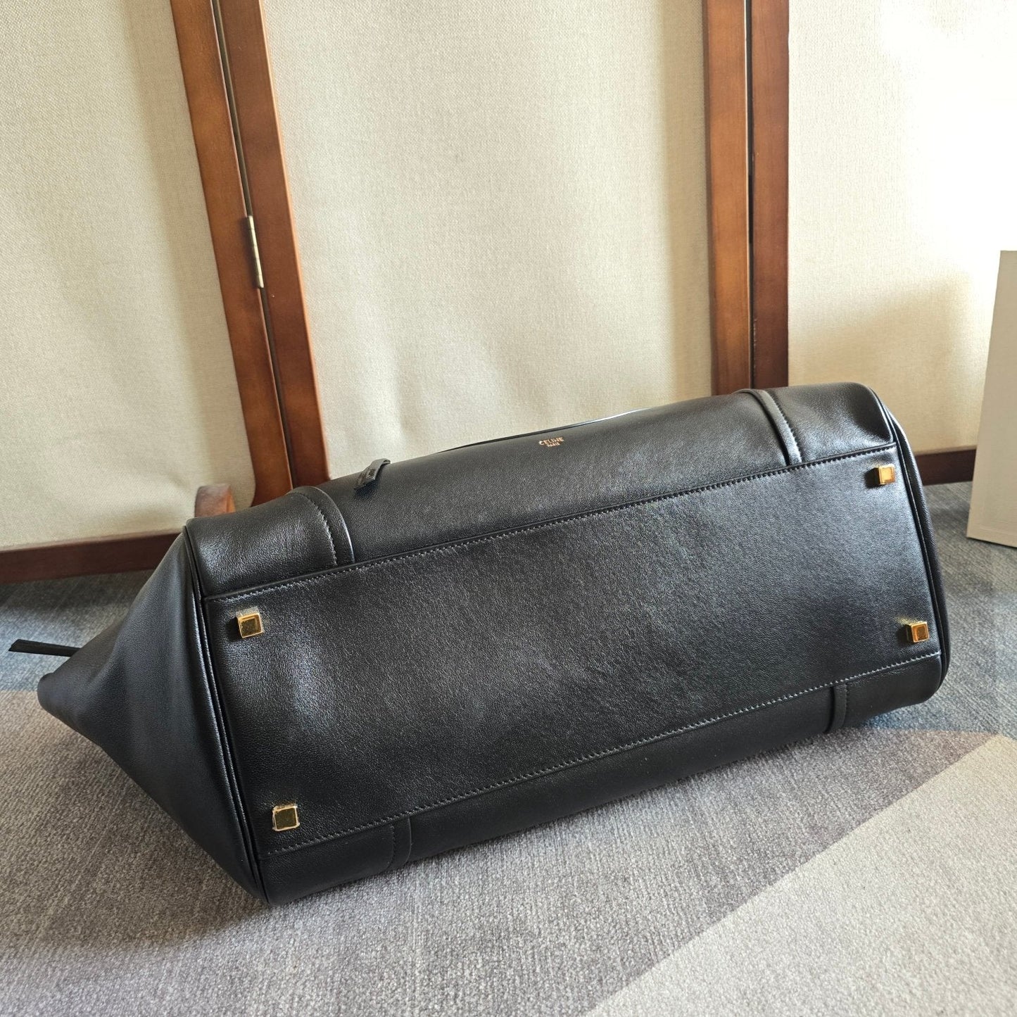 Celine 2026 Large Luggage Black Shiny Lambskin