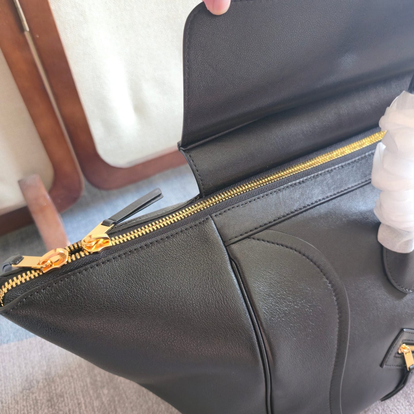 Celine 2026 Large Luggage Black Shiny Lambskin