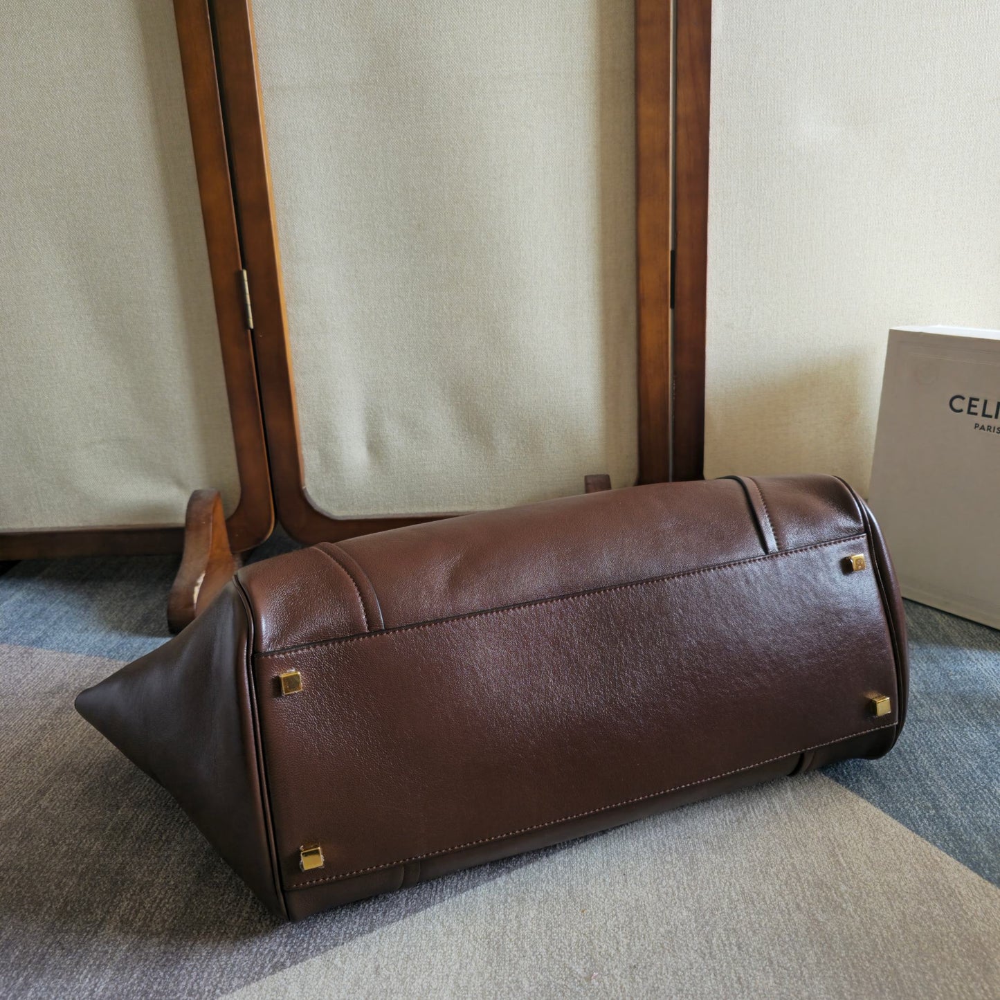 Celine 2026 Large Luggage Brown Shiny Lambskin