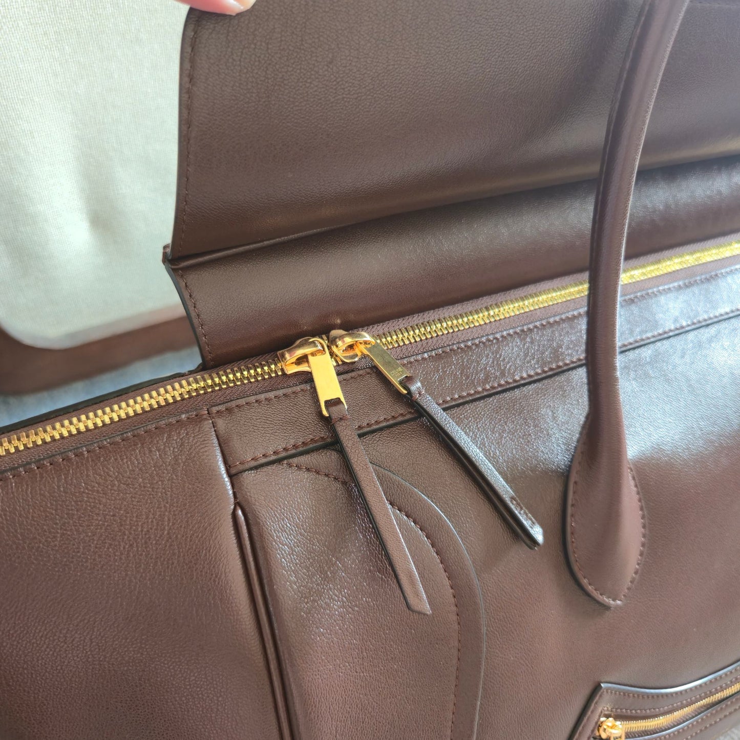 Celine 2026 Large Luggage Brown Shiny Lambskin