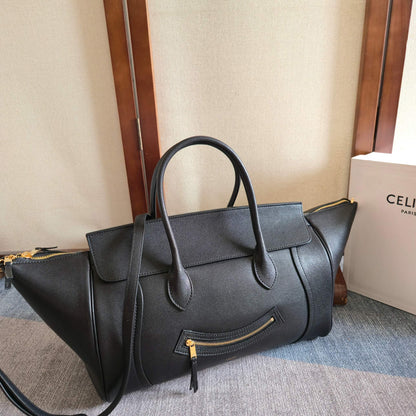 Celine 2026 Small Luggage Black Shiny Lambskin
